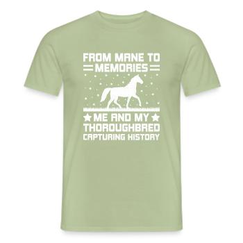 Thoroughbred Horse Racing Riding Equestian Horses - Men's T-Shirt - sage - Front - AI Model Male 178 light (178cm)