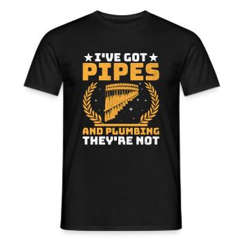 Pan Flute Player Pan Flutist Marching Band Music I - Men's T-Shirt - black - Front - AI Model Male 178 light (178cm)