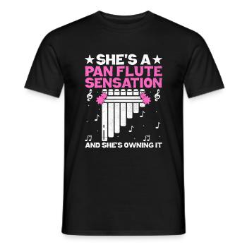 Pan Flute Player Pan Flutist Marching Band Music I - Men's T-Shirt - black - Front - AI Model Male 178 light (178cm)
