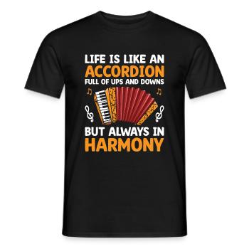 La vie est comme un accordéon plein de hauts et de bas Ac - T-shirt homme - noir - Devant - AI Model Male 178 light (178cm)