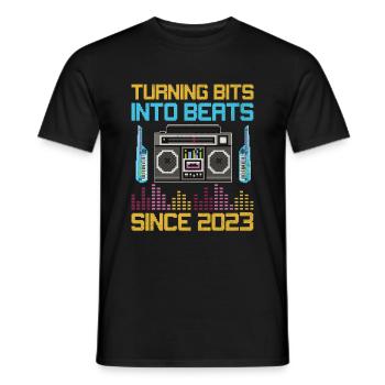 Chiptune Music Lover Groove to the Bleeps and Bloo - Men's T-Shirt - black - Front - AI Model Male 178 light (178cm)