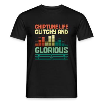 Chiptune Music Lover Groove to the Bleeps and Bloo - Men's T-Shirt - black - Front - AI Model Male 178 light (178cm)