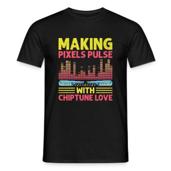 Chiptune Music Lover Groove to the Bleeps and Bloo - Men's T-Shirt - black - Front - AI Model Male 178 light (178cm)