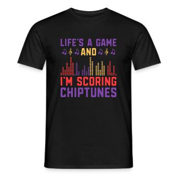 Chiptune Music Lover Groove to the Bleeps and Bloo - Men's T-Shirt - black - Front - AI Model Male 178 light (178cm)