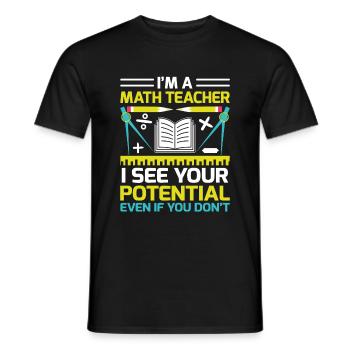 Professeur de mathématiques Professeur d’école Professeur de mathématiques drôle S - T-shirt homme - noir - Devant - AI Model Male 178 light (178cm)