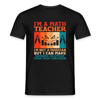 Professeur de mathématiques Professeur d’école Professeur de mathématiques drôle S - T-shirt homme - noir - Devant - AI Model Male 178 light (178cm)