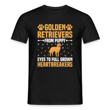 Golden Retriever von Welpenaugen bis zum ausgewachsenen GR - Männer T-Shirt - Schwarz - Vorne - AI Model Male 178 light (178cm)