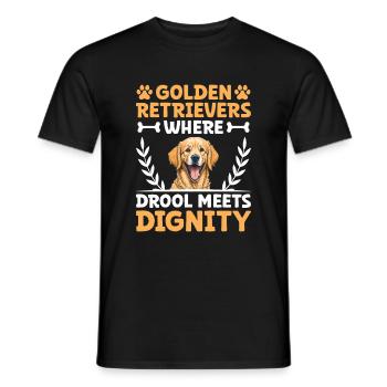 Golden Retrievers Where Drool Meets Dignity GR Dog - Men's T-Shirt - black - Front - AI Model Male 178 light (178cm)