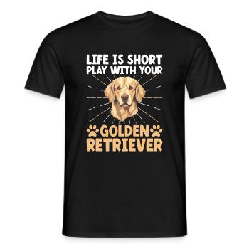 Das Leben ist kurz: Spiel mit Ihrem Golden Retriever GR D - Männer T-Shirt - Schwarz - Vorne - AI Model Male 178 light (178cm)