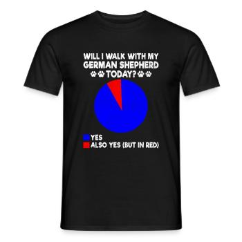 Werde ich heute mit meinem Deutschen Schäferhund spazieren gehen? - Männer T-Shirt - Schwarz - Vorne - AI Model Male 178 light (178cm)