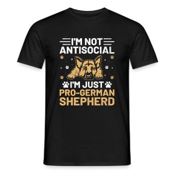 I'm Not Antisocial I'm Just Pro-German Shepherd GS - Men's T-Shirt - black - Front - AI Model Male 178 light (178cm)