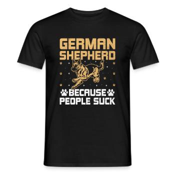 Deutscher Schäferhund, weil die Leute GSD-Hundeliebhaber lutschen - Männer T-Shirt - Schwarz - Vorne - AI Model Male 178 light (178cm)