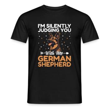 I'm Silently Judging You With My German Shepherd G - Men's T-Shirt - black - Front - AI Model Male 178 light (178cm)
