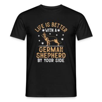 La vie est meilleure avec un berger allemand à vos côtés - T-shirt homme - noir - Devant - AI Model Male 178 light (178cm)