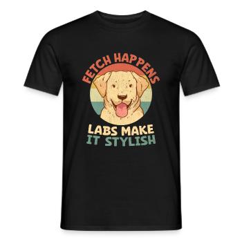 Fetch Happens Labs Make It Stylish Labrador Retrie - Men's T-Shirt - black - Front - AI Model Male 178 light (178cm)