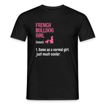 Bouledogue français fille identique à une fille normale juste Muc - T-shirt homme - noir - Devant - AI Model Male 178 light (178cm)