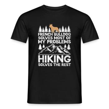 French Bulldog Solves Most Of My Problems Hiking H - Men's T-Shirt - black - Front - AI Model Male 178 light (178cm)