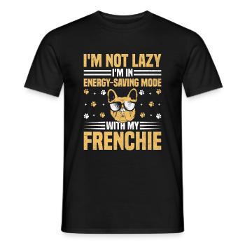 Je ne suis pas paresseux Je suis en mode économie d’énergie avec mon fre - T-shirt homme - noir - Devant - AI Model Male 178 light (178cm)
