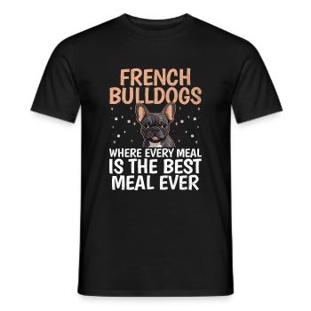 Bouledogues français où chaque repas est le meilleur repas - T-shirt homme - noir - Devant - AI Model Male 178 light (178cm)