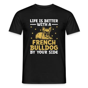 La vie est meilleure avec un bouledogue français à vos côtés - T-shirt homme - noir - Devant - AI Model Male 178 light (178cm)