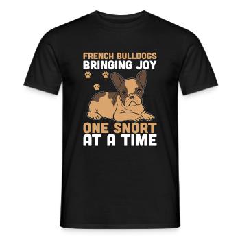 French Bulldogs Bringing Joy One Snort At A Time F - Men's T-Shirt - black - Front - AI Model Male 178 light (178cm)