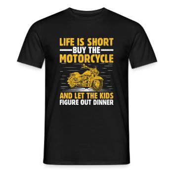 Das Leben ist kurz, aber das Motorrad und lass die Kinder - Männer T-Shirt - Schwarz - Vorne - AI Model Male 178 light (178cm)