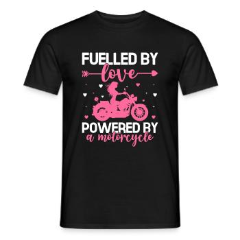 Fuelled By Love Powered By A Motorcycle Biker Moto - Men's T-Shirt - black - Front - AI Model Male 178 light (178cm)