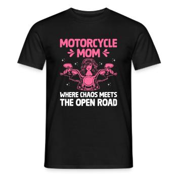 Motorcycle Mom Where Chaos Meets The Open Road Bik - Men's T-Shirt - black - Front - AI Model Male 178 light (178cm)