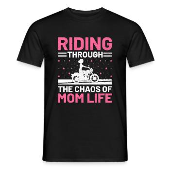 Riding Through The Chaos Of Mom Life Motorcyclist - Men's T-Shirt - black - Front - AI Model Male 178 light (178cm)