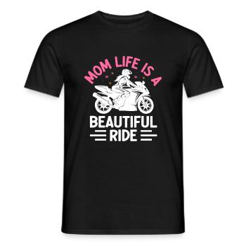 Mom Life Is A Beautiful Ride Motorcycling Biker - Men's T-Shirt - black - Front - AI Model Male 178 light (178cm)