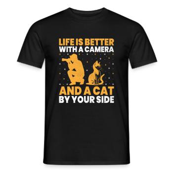 Cat Photographers Cat Lovers Photograpy Cats Photo - Men's T-Shirt - black - Front - AI Model Male 178 light (178cm)