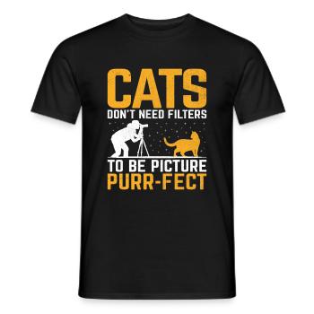 Katzen Fotografen Katzenliebhaber Fotografie Katzen Foto - Männer T-Shirt - Schwarz - Vorne - AI Model Male 178 light (178cm)