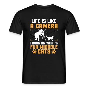 Cat Photographers Cat Lovers Photograpy Cats Photo - Men's T-Shirt - black - Front - AI Model Male 178 light (178cm)