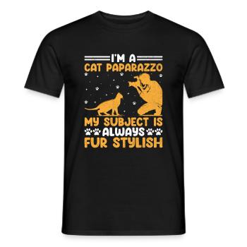 Katzen Fotografen Katzenliebhaber Fotografie Katzen Foto - Männer T-Shirt - Schwarz - Vorne - AI Model Male 178 light (178cm)