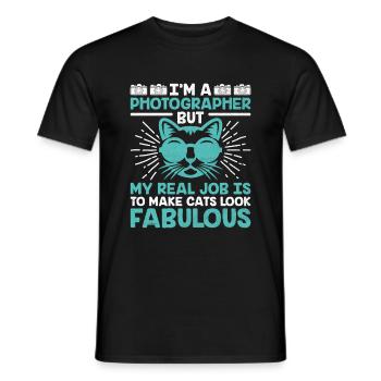 Cat Photographers Cat Lovers Photograpy Cats Photo - Men's T-Shirt - black - Front - AI Model Male 178 light (178cm)