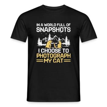 Katzen Fotografen Katzenliebhaber Fotografie Katzen Foto - Männer T-Shirt - Schwarz - Vorne - AI Model Male 178 light (178cm)
