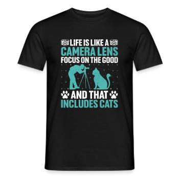 Katzen Fotografen Katzenliebhaber Fotografie Katzen Foto - Männer T-Shirt - Schwarz - Vorne - AI Model Male 178 light (178cm)