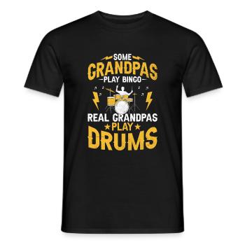 Certains grands-pères jouent au bingo Les vrais grands-pères jouent de la batterie - T-shirt homme - noir - Devant - AI Model Male 178 light (178cm)
