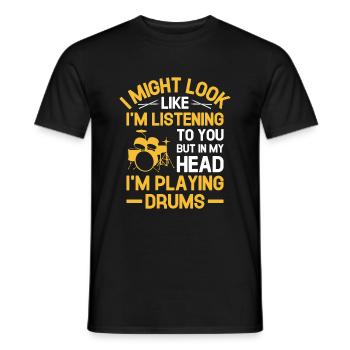 Mais dans ma tête, je joue de la batterie, du tambour, du dru - T-shirt homme - noir - Devant - AI Model Male 178 light (178cm)