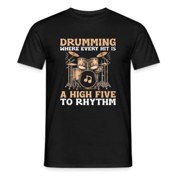 Tambourinage où chaque coup est un high five au rythme - T-shirt homme - noir - Devant - AI Model Male 178 light (178cm)