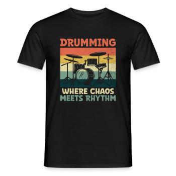 Tambour là où le chaos rencontre le rythme Tambour Batteur - T-shirt homme - noir - Devant - AI Model Male 178 light (178cm)