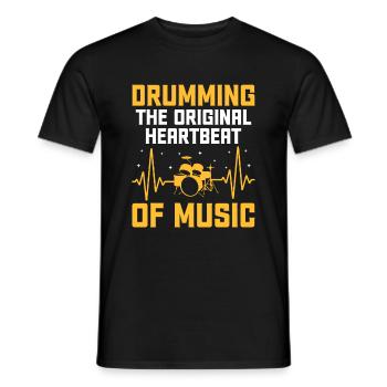 Tambourinage Le battement de cœur original de la musique Tambour Tambour - T-shirt homme - noir - Devant - AI Model Male 178 light (178cm)