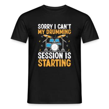 Désolé, je ne peux pas, ma session de batterie commence Drum - T-shirt homme - noir - Devant - AI Model Male 178 light (178cm)