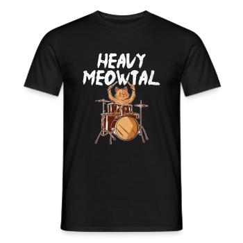 Heavy Meowtal tambour tambour batteur amoureux des chats - T-shirt homme - noir - Devant - AI Model Male 178 light (178cm)