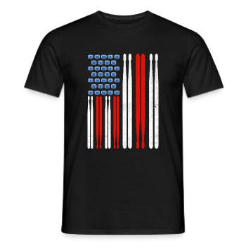 Drapeau américain tambour Patriot Tambour Mélomane Dru - T-shirt homme - noir - Devant - AI Model Male 178 light (178cm)