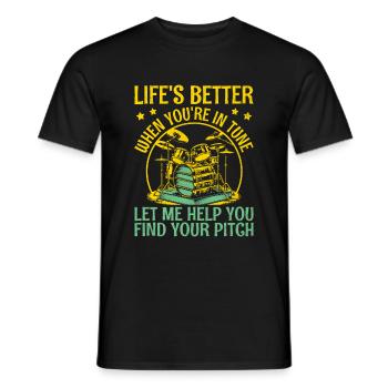 La vie est meilleure quand tu es à l’écoute Laissez-moi aider Musi - T-shirt homme - noir - Devant - AI Model Male 178 light (178cm)