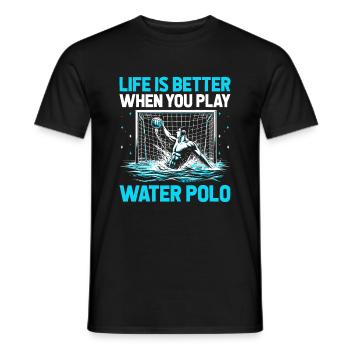 Das Leben ist besser, wenn Sie Wasserball Aquatic Po spielen - Männer T-Shirt - Schwarz - Vorne - AI Model Male 178 light (178cm)