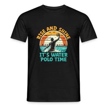 Rise And Shine It's Water Polo Time Aquatic Polo P - Men's T-Shirt - black - Front - AI Model Male 178 light (178cm)