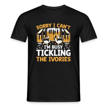 Sorry I Can't I'm Busy Tickling The Ivories Piano - Men's T-Shirt - black - Front - AI Model Male 178 light (178cm)