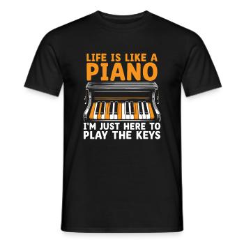 Das Leben ist wie ein Klavier, ich bin nur hier, um die Taste zu spielen - Männer T-Shirt - Schwarz - Vorne - AI Model Male 178 light (178cm)